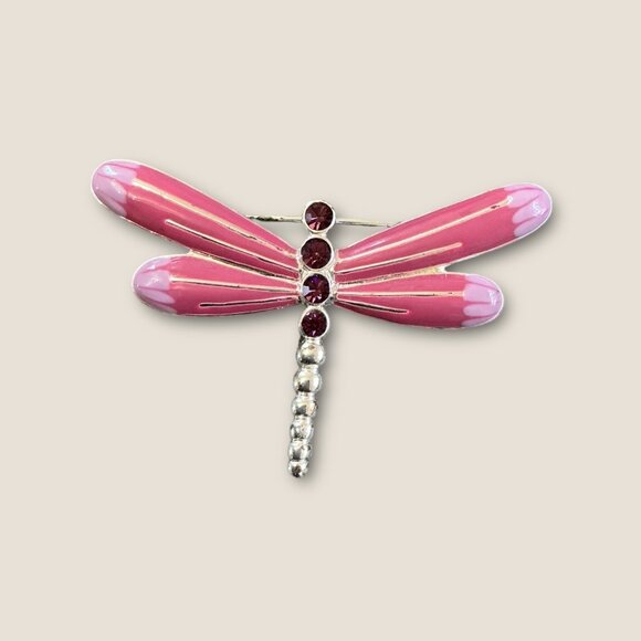 Lot Of 5 Dragonfly Brooch Pins Assorted Styles Rhinestones & Enamel Silver-Tone - Picture 7 of 8